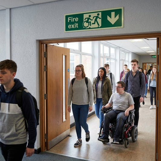 Disabled Fire Exit Sign – Arrow Down – Inclusive Design – Safety
