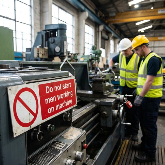 Do Not Start Men Working on Machine Safety Signs – 1mm Rigid Plastic – Indoor/Outdoor Use