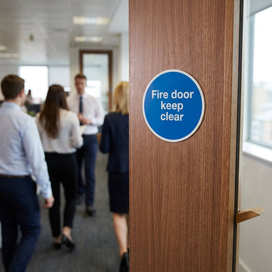 Fire Door Keep Clear Sign – 1mm Rigid Plastic – Indoor/Outdoor Use