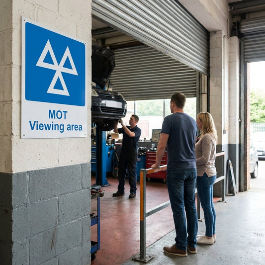 MOT Viewing Area Signs – 600mm x 200mm – Rigid Plastic – Indoor/Outdoor Use