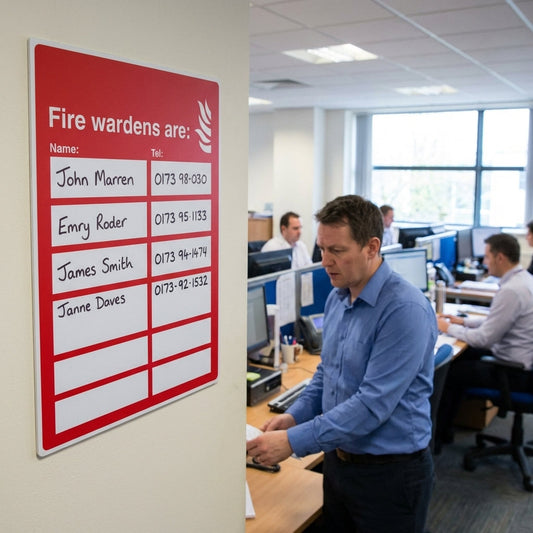 Fire Warden Sign – Space for 6 Names & Numbers – Safety