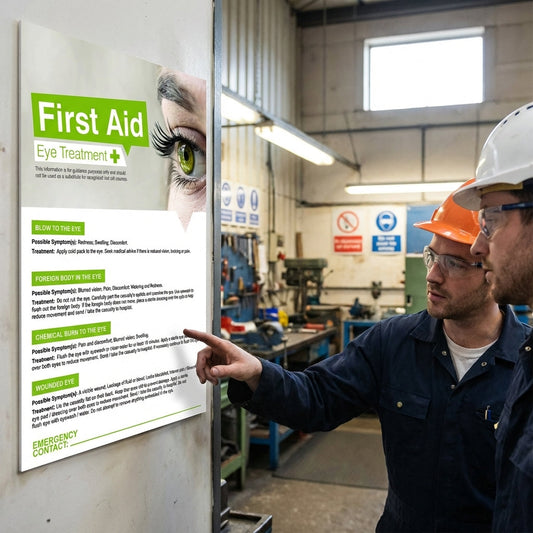 First Aid Eye Treatment Poster – 420mm x 594mm – Synthetic Paper – Indoor/Outdoor Use