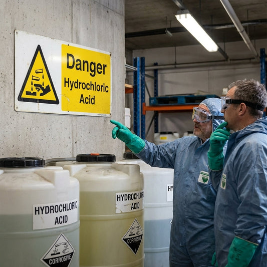 Danger Hydrochloric Acid Safety Sign – 1mm Rigid Plastic – Indoor/Outdoor Use