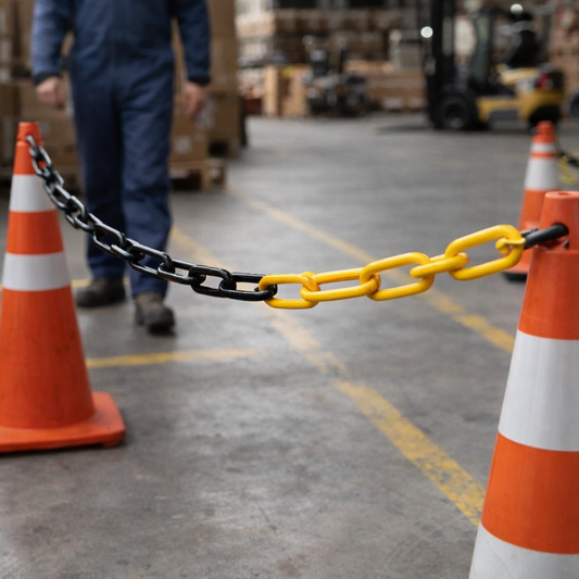 Galvanized Steel Chain – 6mm Black & Yellow Coating – Durable – Traffic & Pedestrian Use