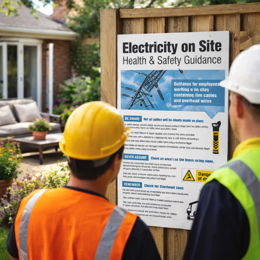 Electricity on Site Poster – 400mm x 600mm – Rigid Plastic – Indoor/Outdoor Use