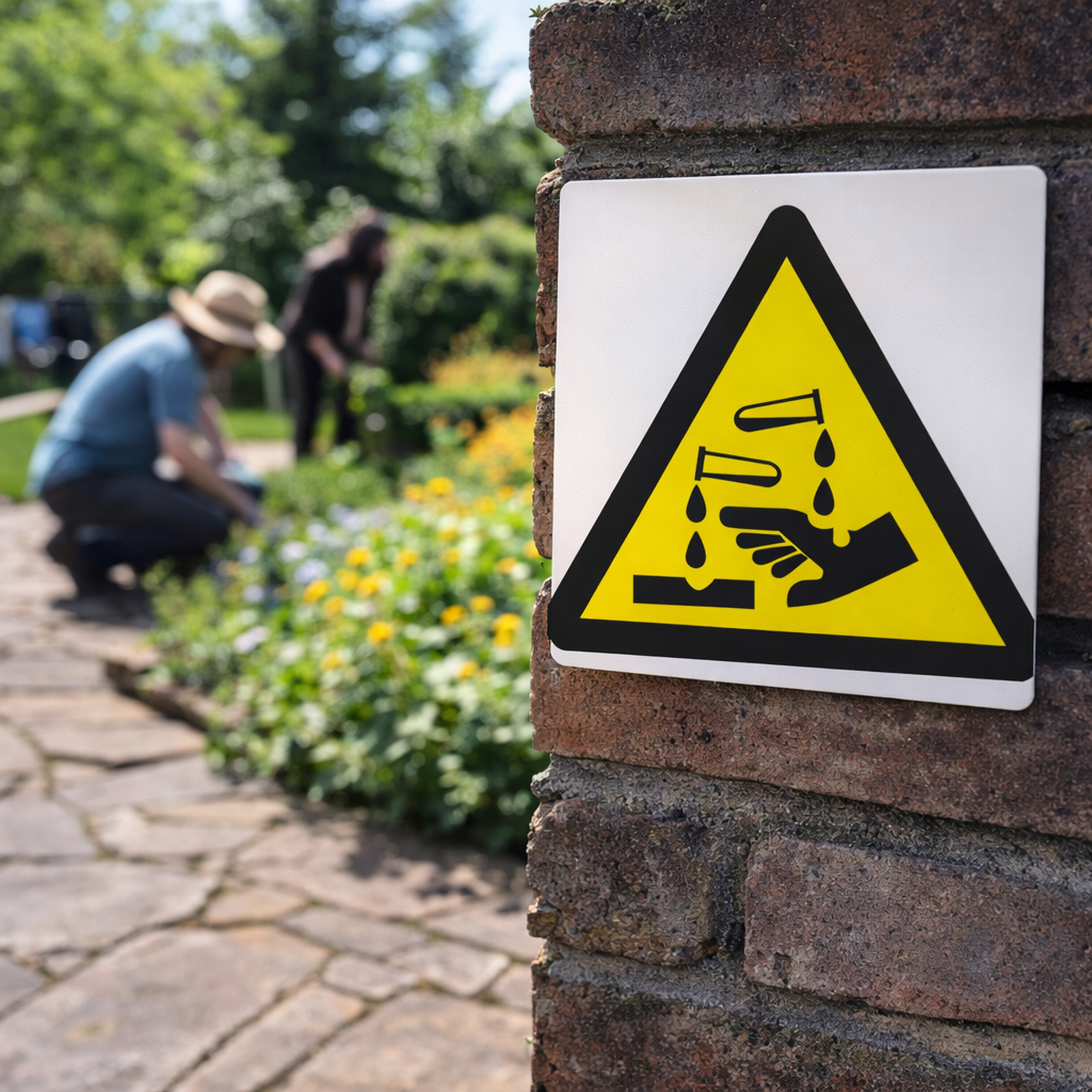 Corrosive Symbol Safety Signs – 1mm Rigid Plastic – Indoor & Outdoor Use