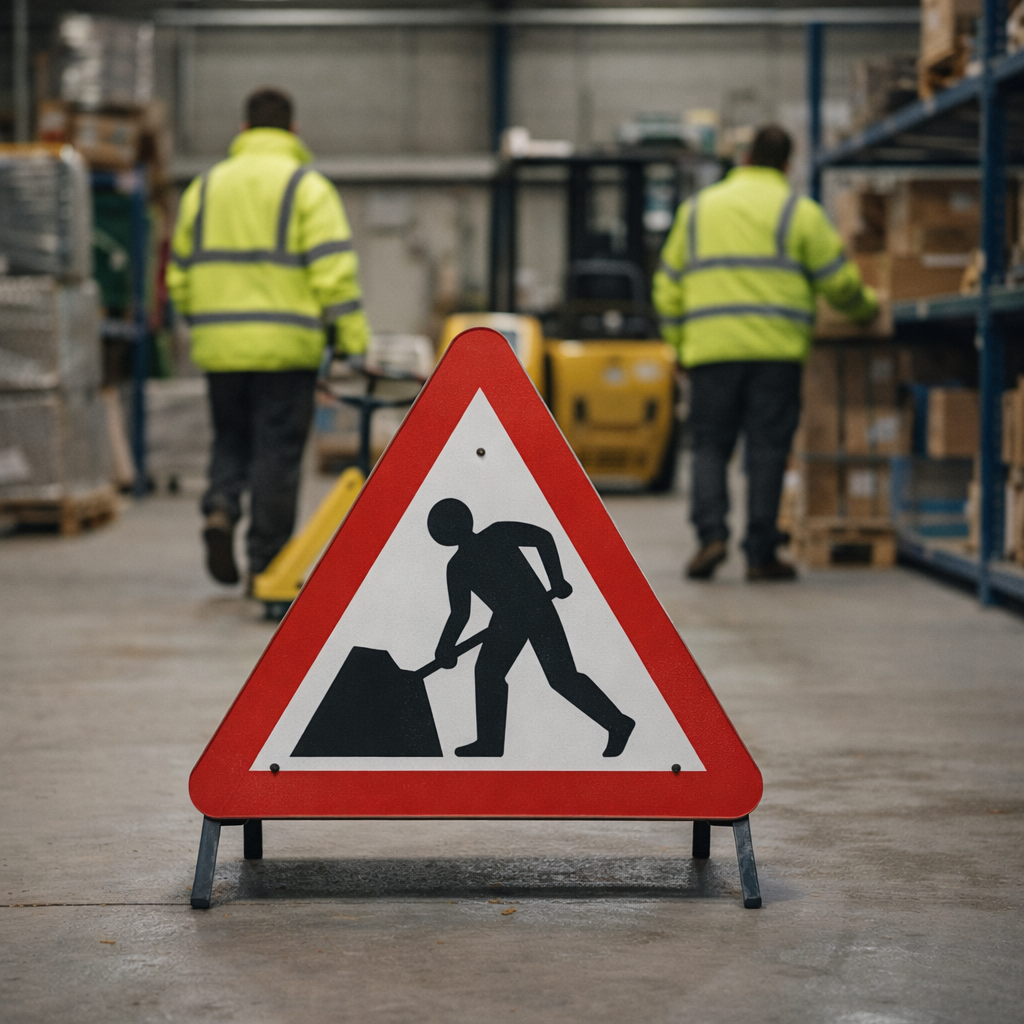 Temporary Traffic Sign – 750mm Triangle – Polypropylene – Road Works