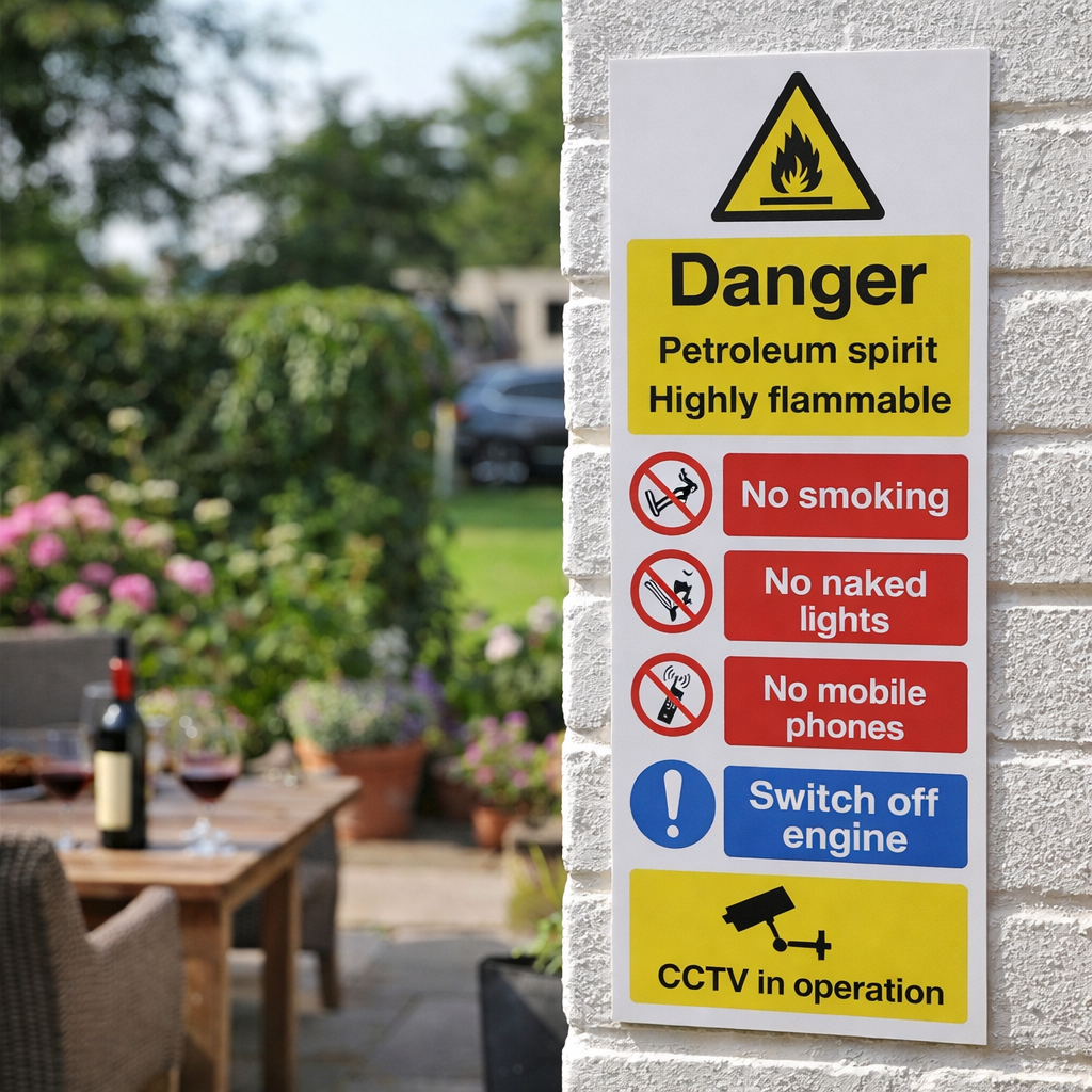 Danger Highly Flammable Sign – 100mm x 400mm – Rigid Plastic – Indoor/Outdoor