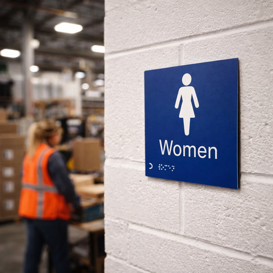 Braille Women Sign – 150mm x 150mm – 1.5mm PVC with Adhesive – Indoor Use