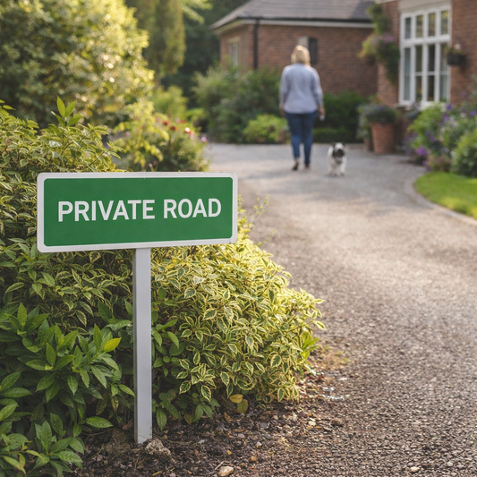 Private Road Verge Sign with Post – 450mm x 150mm – 2mm Aluminium – Outdoor Use