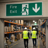 Braille Fire Exit Down with Running Man Sign – 450mm x 150mm – 1.5mm PVC – Indoor Safety
