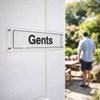 Gents Door Sign – 450mm x 150mm – Clear Acrylic – Indoor/Outdoor