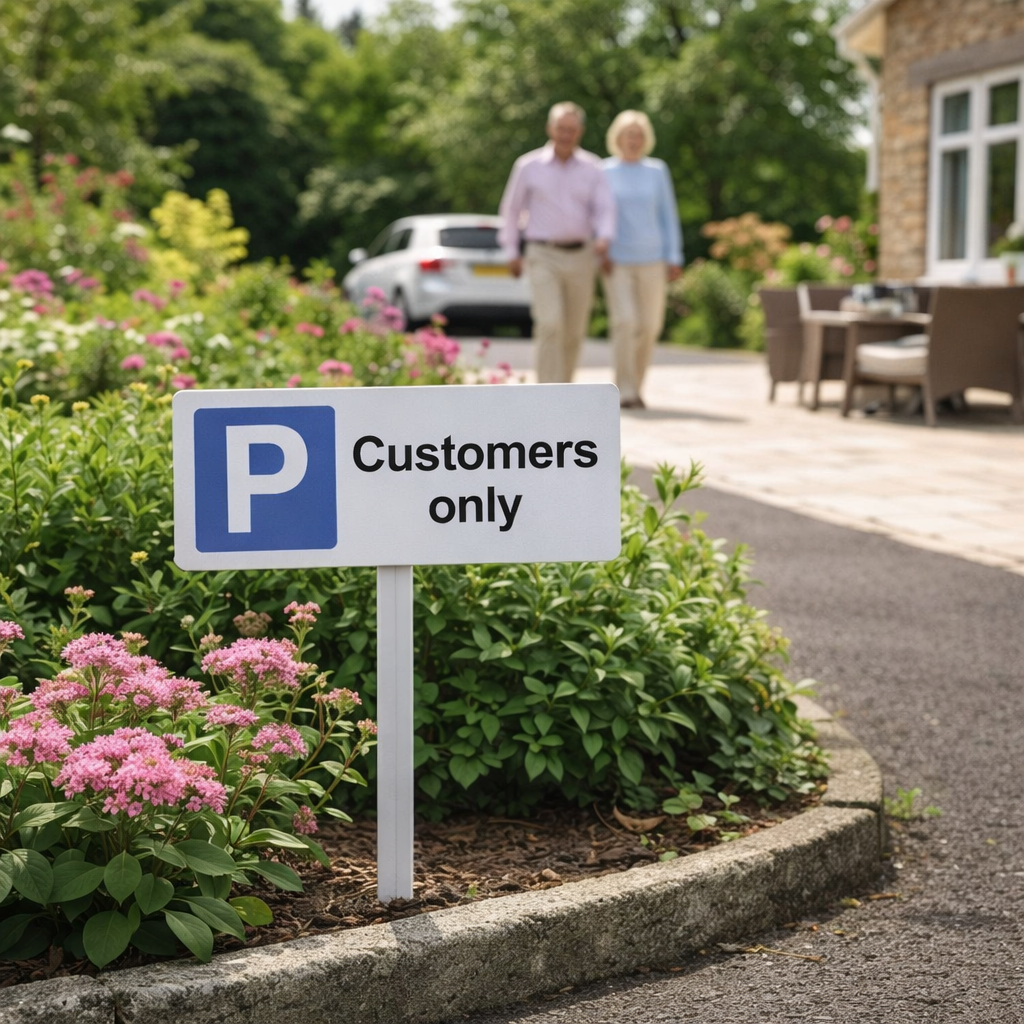 Parking Only Verge Sign and Post – 450mm x 150mm – Durable Aluminium – Outdoor Use