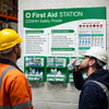 First Aid Station with COSHH Safety Poster – 1200mm x 680mm – Durable Correx Plastic – Workplace Safety