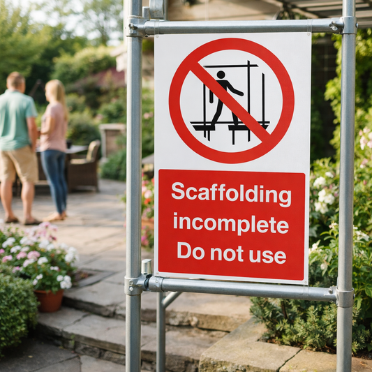 Scaffolding Safety Sign – 400mm x 600mm – Rigid Plastic – Indoor/Outdoor