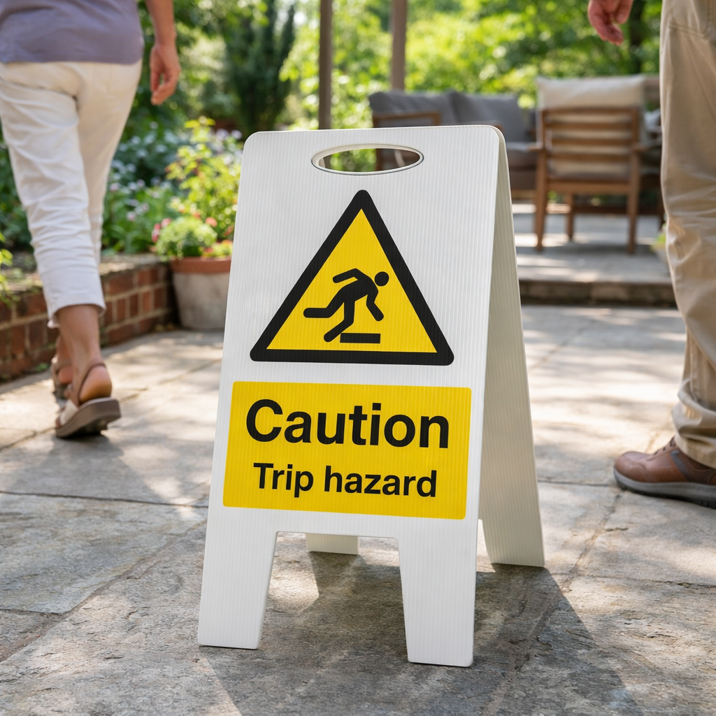 Caution Trip Hazard Sign – 300mm x 600mm – Fluted Polypropylene – Indoor/Outdoor