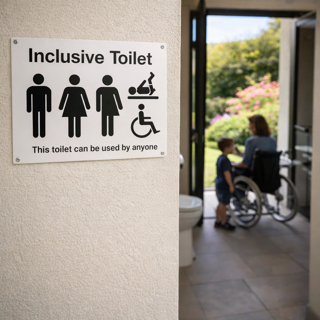 Inclusive Toilet Sign – 1mm Rigid Plastic – Indoor/Outdoor Use