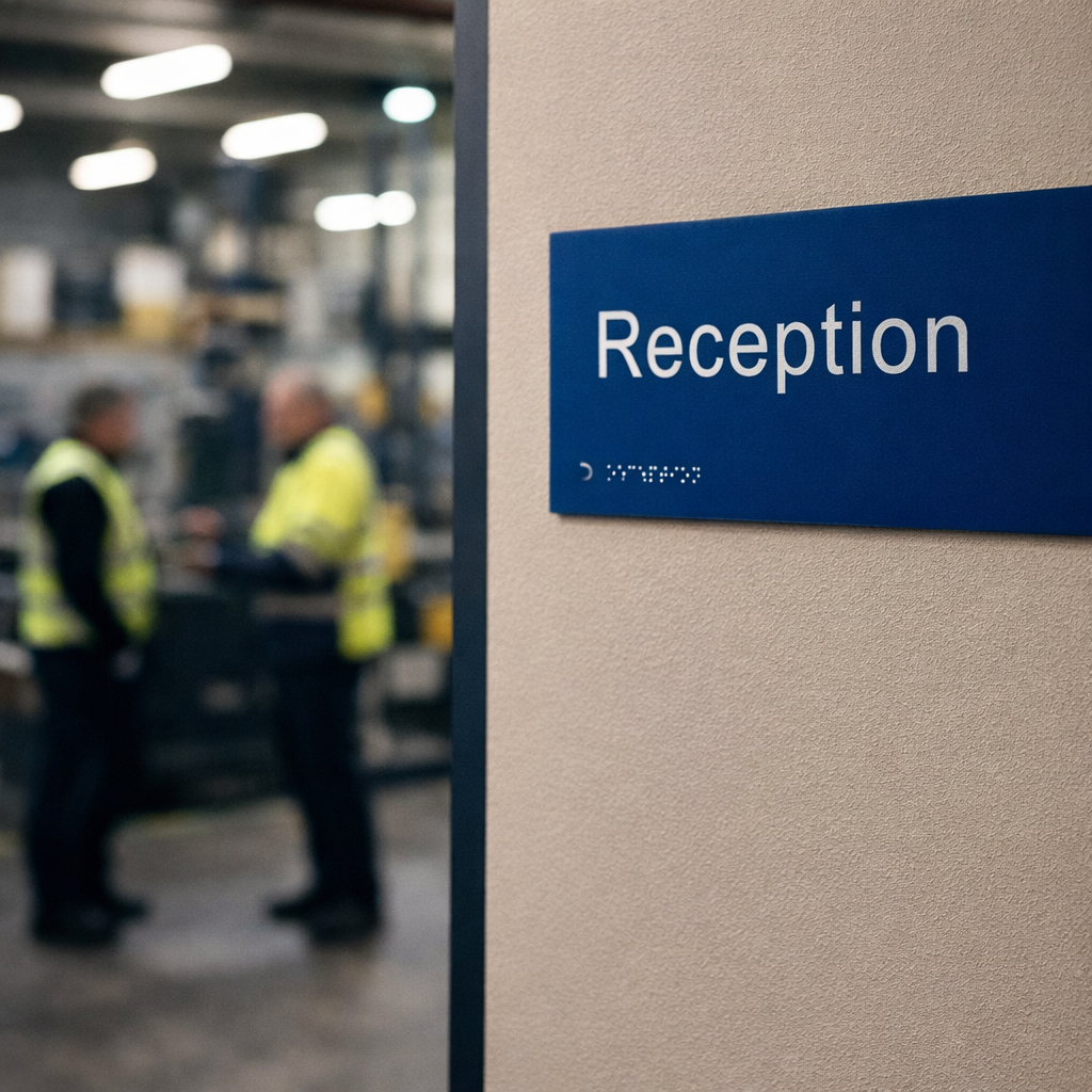 Braille Reception Signs – 300mm x 150mm – PVC with Adhesive – Indoor Use