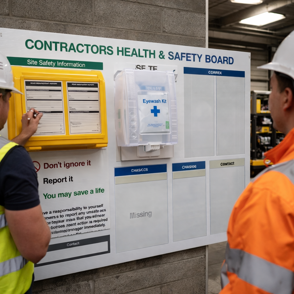 Contractors Health & Safety Board – 1400 x 890mm – Rigid Correx – Industrial Use