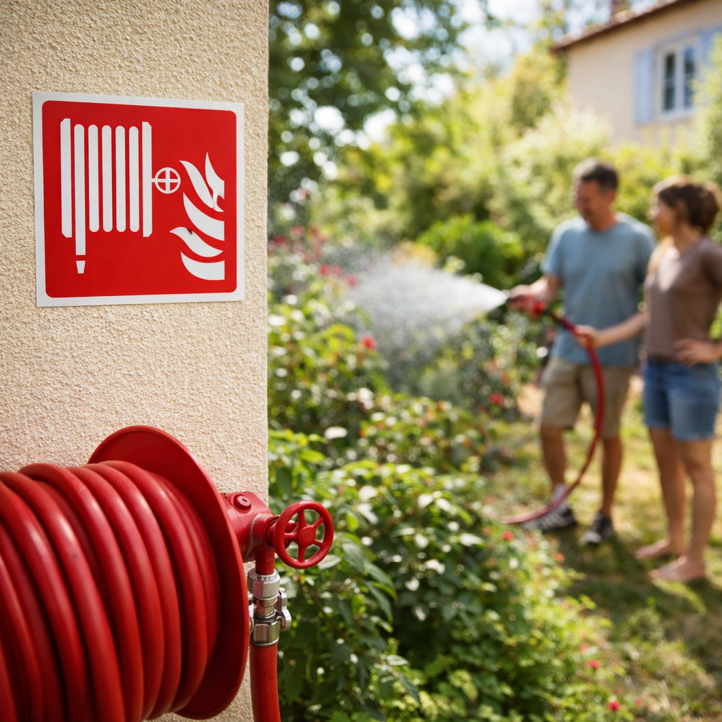 Fire Hose Reel Labels – 100mm x 100mm – Self Adhesive Vinyl – Indoor/Outdoor