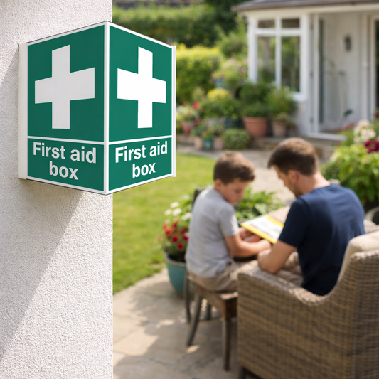 First Aid Box Projecting Sign – 150mm x 200mm – Rigid Plastic – Indoor/Outdoor Use