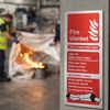 Fire Blanket Identification Sign – 75mm x 200mm – Brushed Aluminium – Industrial Use