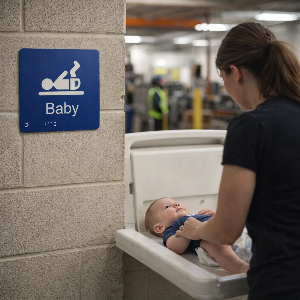 Braille Baby Changing Sign – 150mm x 150mm – 1.5mm PVC – Indoor Use