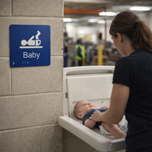 Braille Baby Changing Sign – 150mm x 150mm – 1.5mm PVC – Indoor Use