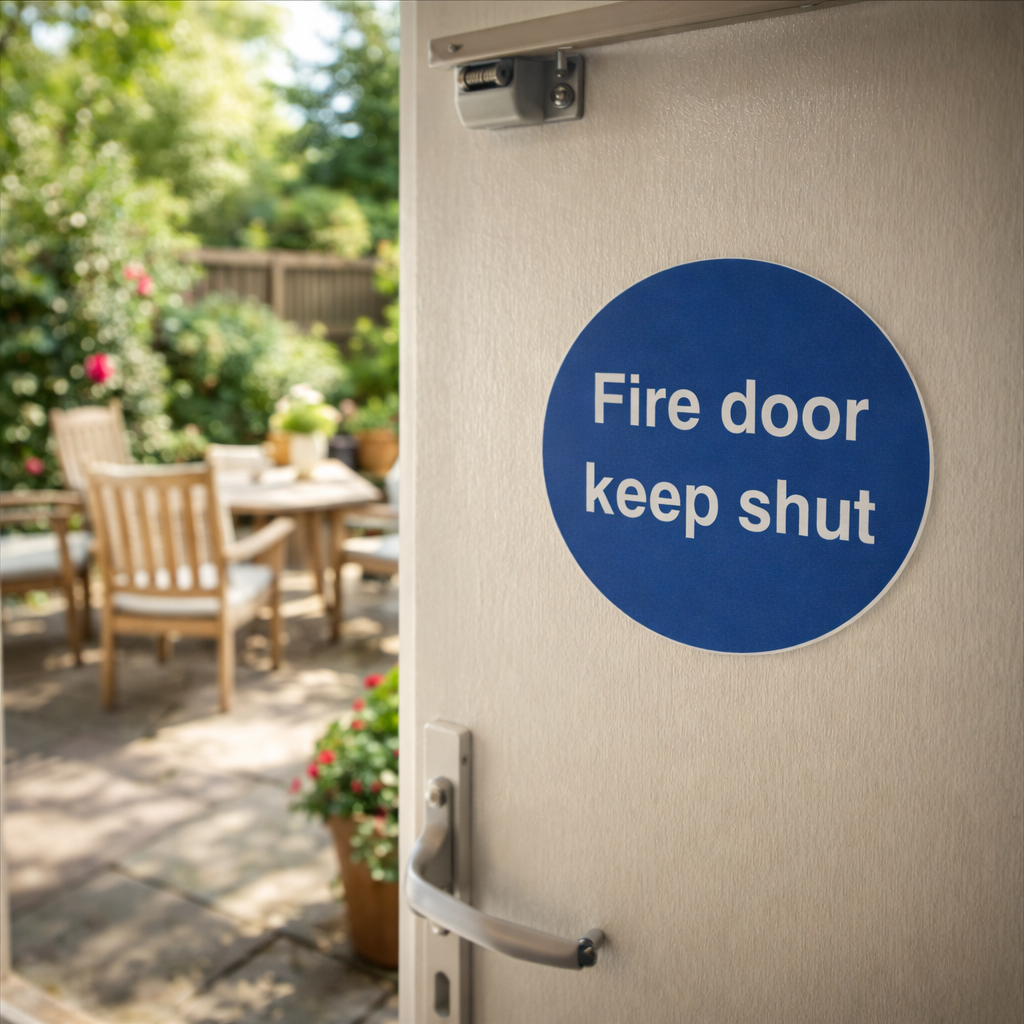 Fire Door Keep Shut Signs – 1mm Rigid Plastic & Vinyl – Indoor/Outdoor Use