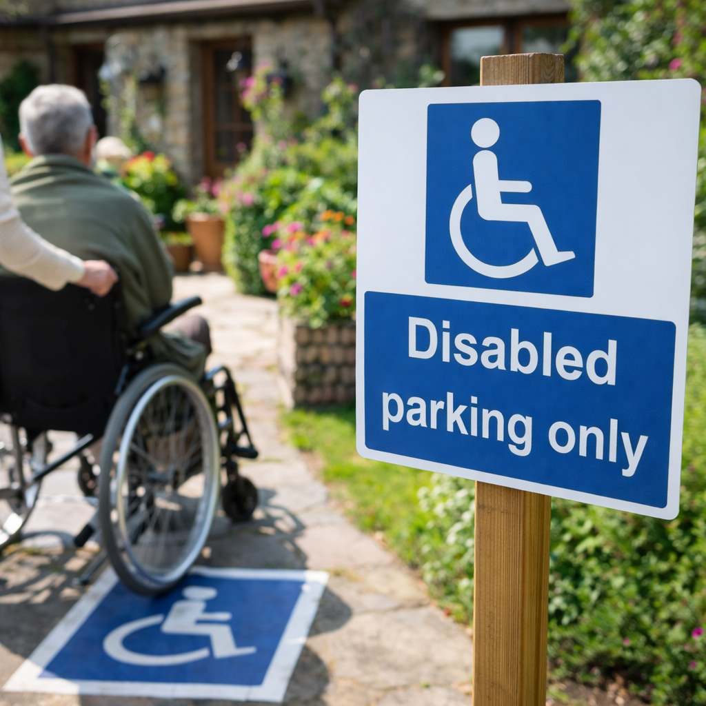 Disabled Parking Only Sign – 1mm Rigid Plastic – Indoor/Outdoor Use