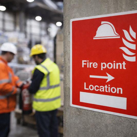 Fire Point Arrow Right Location Signs – Durable Safety Signage – Industrial Use