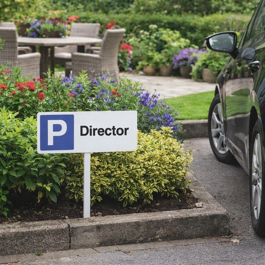 Parking Verge Sign with Post – 450mm x 150mm – 2mm Aluminium – Outdoor Use