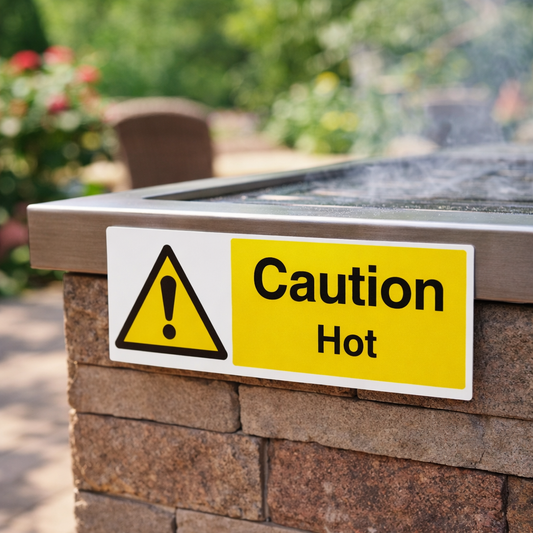 Caution Hot Safety Sign – 1mm Rigid Plastic – Indoor/Outdoor Use