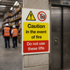 Fire Safety Sign – Caution in the Event of Fire – Indoor Use