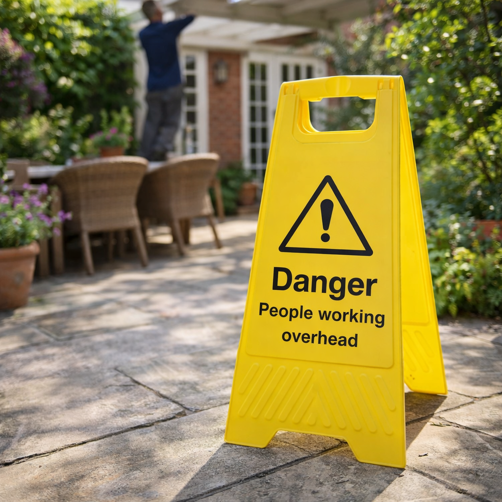 Danger People Working Overhead Floor Sign – 300mm x 600mm – Polypropylene – Indoor/Outdoor