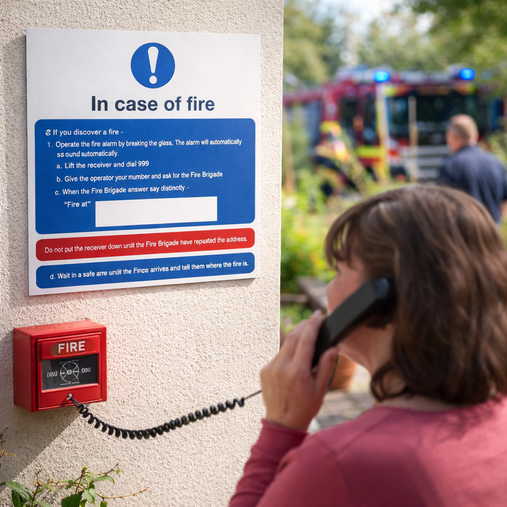 Fire Safety Sign – Standard Size – Durable Material – Indoor/Outdoor Use