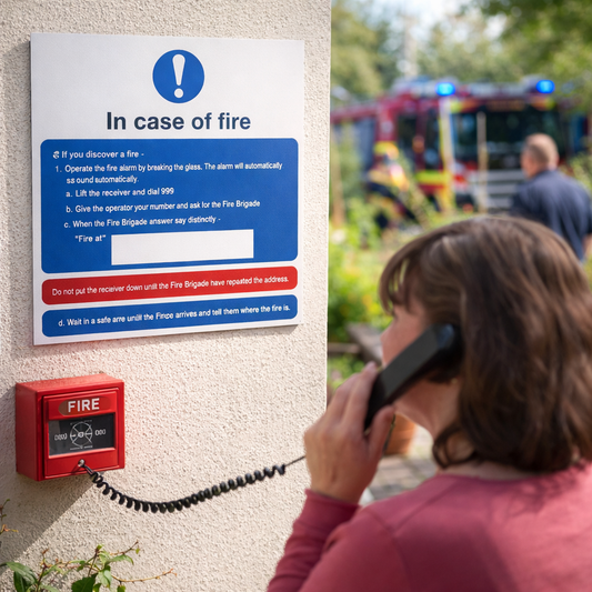 Fire Safety Sign – Standard Size – Durable Material – Indoor/Outdoor Use