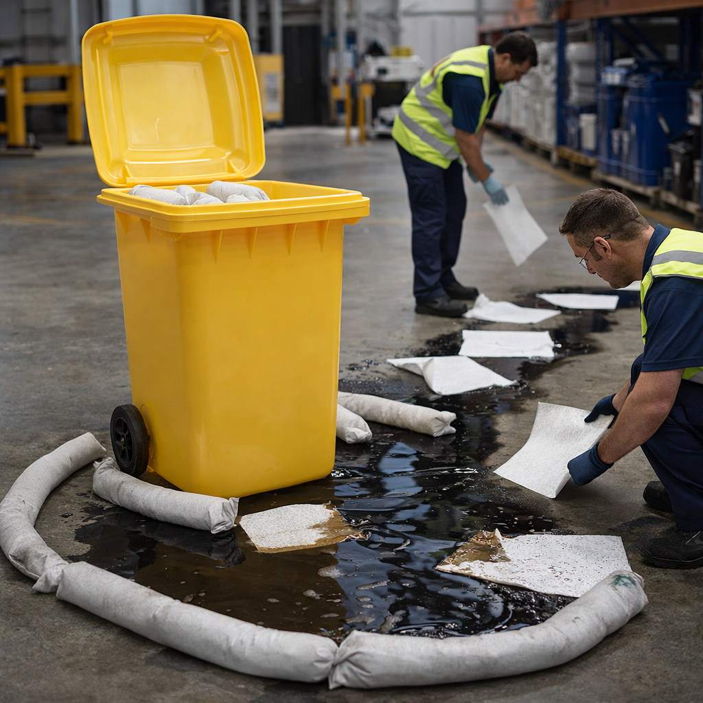 360 Litre Spill Response Kit – Wheeled Bin – Absorbent Pads & Pillows – Industrial Use