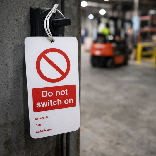 Double Sided Safety Tags – Do Not Switch On – 80mm x 150mm – Matt PVC – Industrial Use