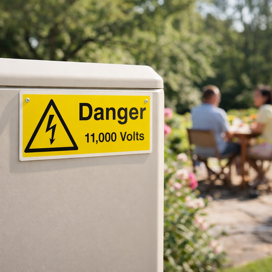Danger 11000 Volts Safety Signs – 1mm Rigid Plastic – Indoor/Outdoor Use