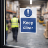 Keep Clear Window Sticker – 150mm x 220mm – Face Adhesive Vinyl – Indoor Use