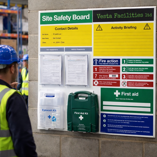 Site Safety Board – 1050mm x 1090mm – Rigid Correx Plastic – Industrial Use