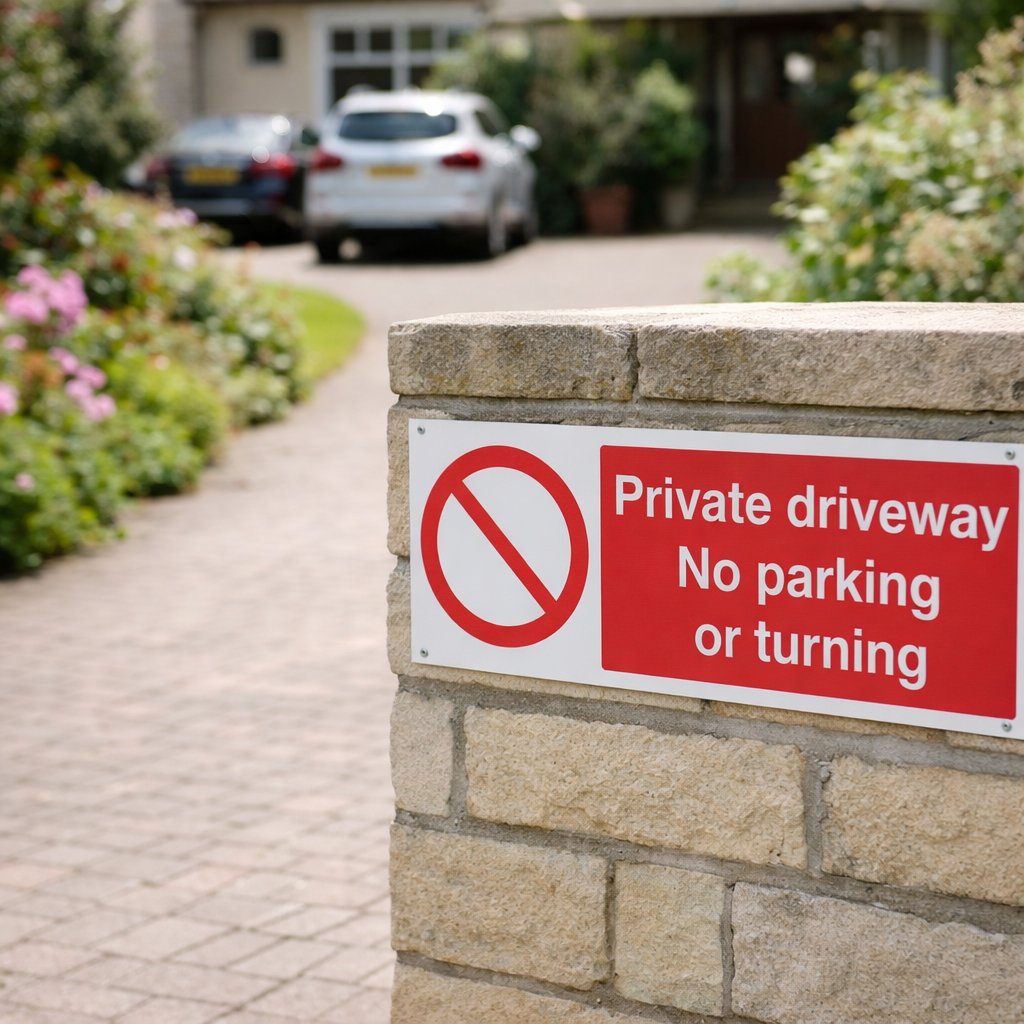 Private Driveway Safety Signs – 1mm Rigid Plastic – Indoor/Outdoor Use