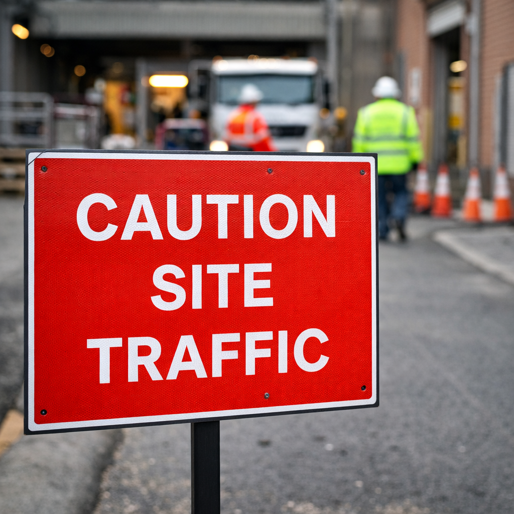 Temporary Traffic Sign – 600mm x 450mm – Polypropylene, RA1 Reflective – Industrial Use