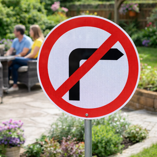 No Right Turn Reflective Traffic Sign – 600mm – Aluminium Composite – Outdoor