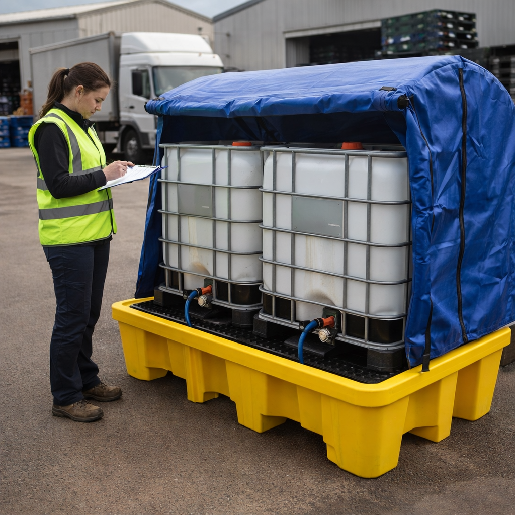Double IBC Covered Spill Pallets – Heavy Duty Polyethylene – Industrial