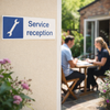 Service Reception Signs – 300mm x 100mm – Rigid Plastic – Indoor & Outdoor