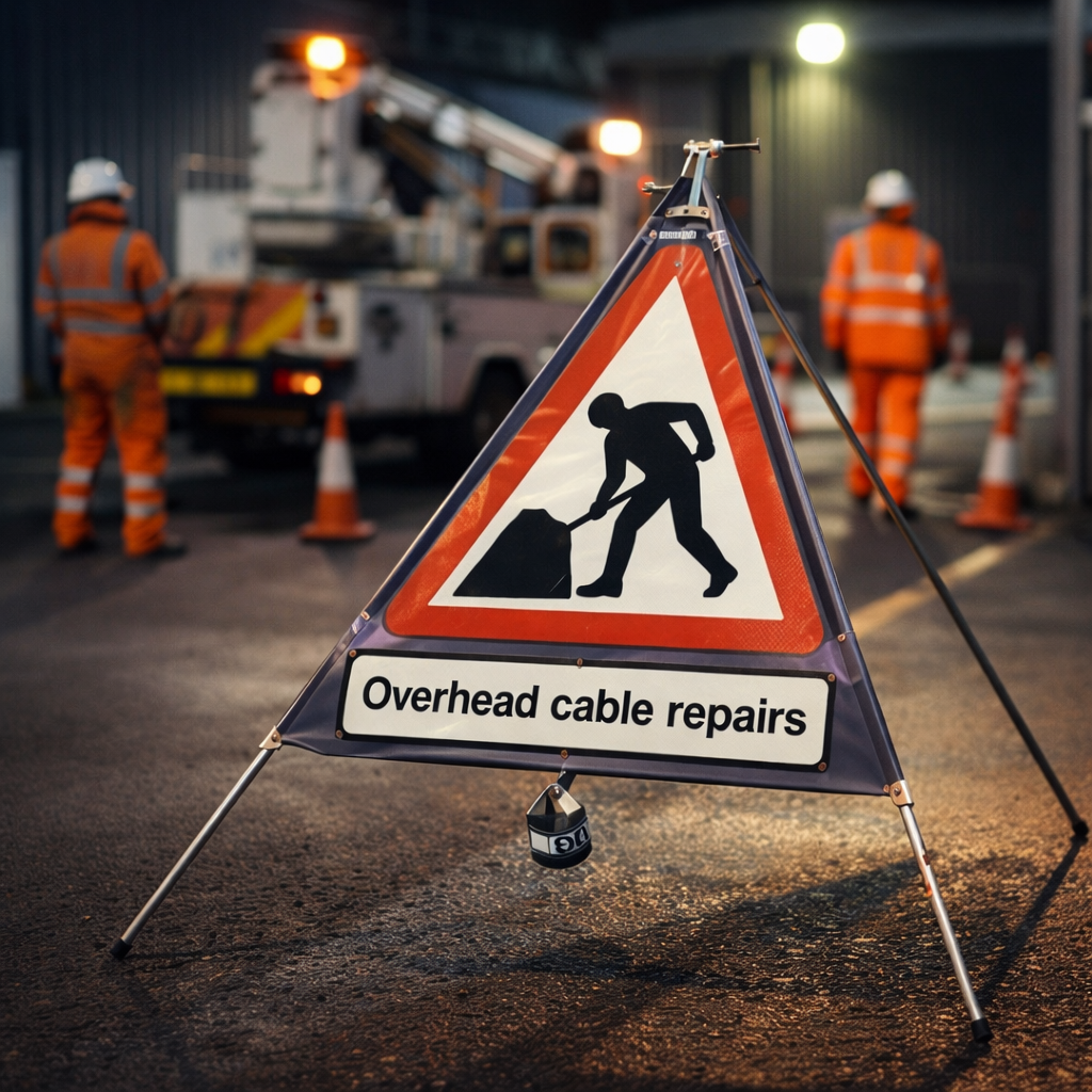 Fold-Up Road Sign – 600mm/750mm – Reinforced PVC – Road Works