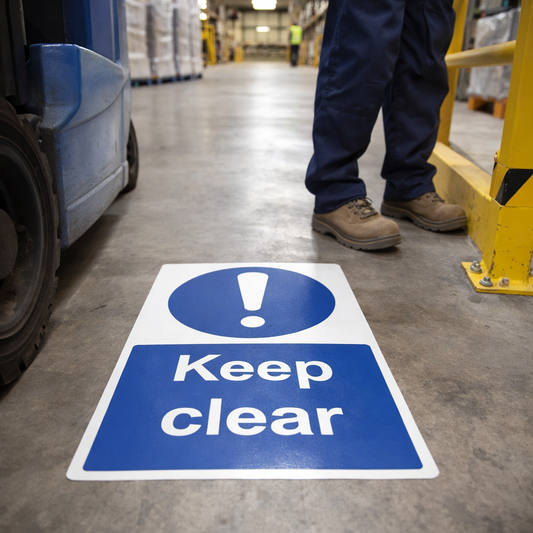 Keep Clear Floor Graphic Safety Sign – 400mm x 600mm – Polycarbonate – Industrial Use