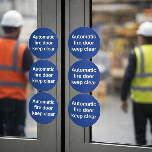 Automatic Fire Door Labels – Sheet of 6 – Self-Adhesive Vinyl – Indoor Use